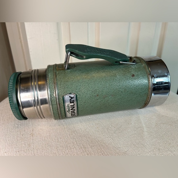 STANLEY Vintage Retro Green Stainless Steel Thermos with Handle Wide Mouth 24 oz - Picture 5 of 9